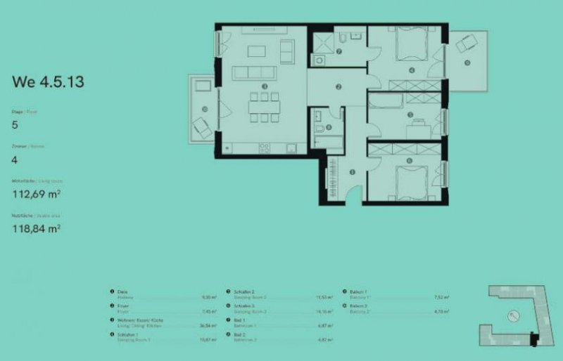 Berlin Prov.-frei: 4-Zimmer-Wohnung mit 2-Balkone Wohnung kaufen