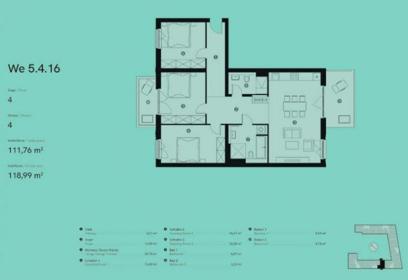 Berlin Prov.-frei: Naubau-Wohnung mit 2-Balkone Wohnung kaufen