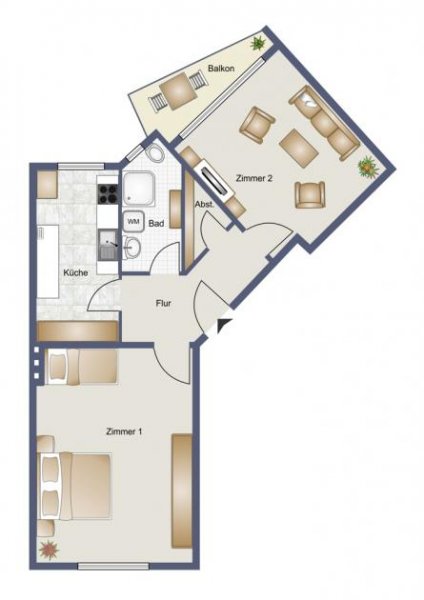 Berlin vermietete 2-Zimmer-Eigentumswohnung mit Sonnen-Balkon zum Hof Nähe Volkspark Wilmersdorf Wohnung kaufen