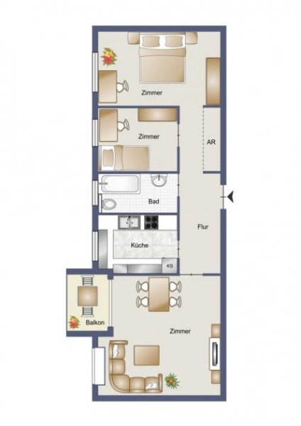Berlin vermietete 3-Zimmer-Eigentumswohnung mit Sonnen-Balkon und neuem Bad Nähe Gemeindepark Lankwitz Wohnung kaufen