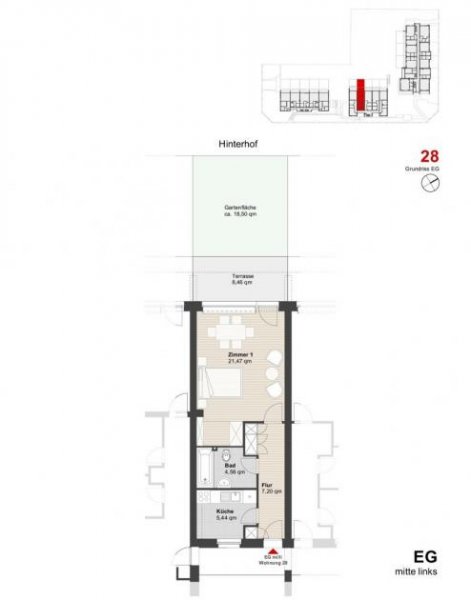 Berlin 1-Zimmer-Gartenwohnung 
Berlin-Westend nahe Theodor-Heuss-Platz Wohnung kaufen
