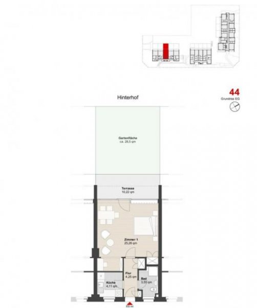 Berlin Ein-Zimmer-Terrassenwohnung mit
eigenen Garten mitten in der Stadt Wohnung kaufen