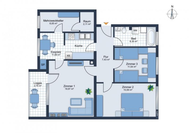 Berlin Derzeit vermietete 2,5-Zimmer-Wohnung mit Balkon zum Verkauf Wohnung kaufen