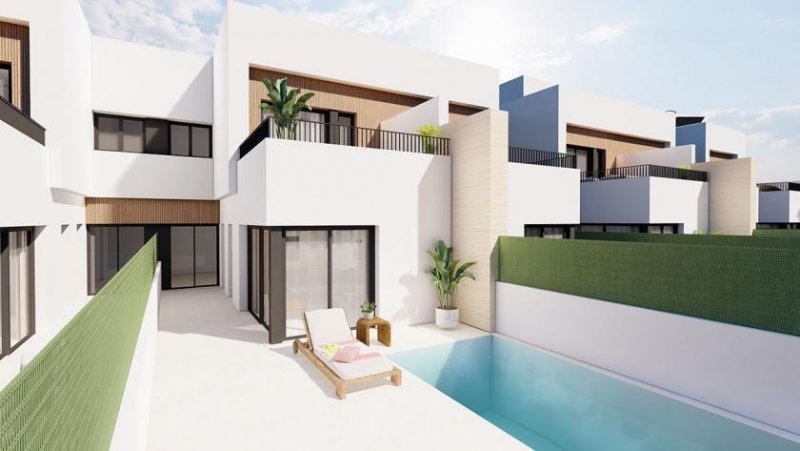Santiago de la Ribera Reihenhaus-Villen mit 3 Schlafzimmern, 2 Bädern, Küchen mit Elektrogeräten, Privatpool und Kfz-Stellplatz nur 1,3 km vom Haus