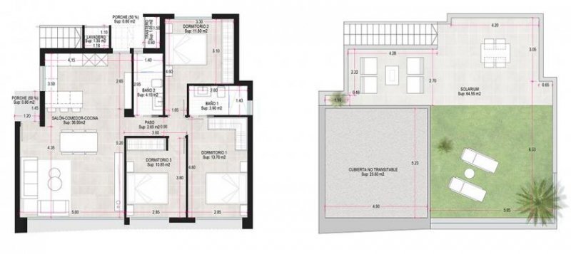 Alhama de Murcia Villen mit 3 Schlafzimmern, 2 Bädern, Dachterrasse, Vorinstallation Klimaanlage und Privatpool im Condado de Alhama Golf Resort