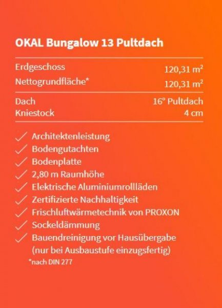 Bückeburg NEUBAU BUNGALOW MIT PULTDACH - DAS BESONDERE HAUS KFW 40 Standard Haus kaufen