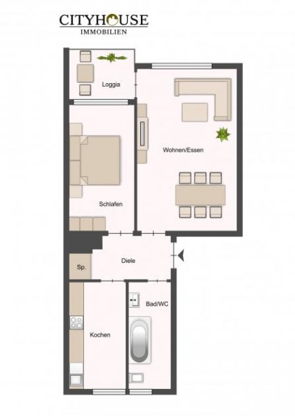 Köln CITYHOUSE: Gute Kapitalanlage, solide vermietete 2 Zimmer Wohnung mit Balkon, Keller, PKW Stellplatz Wohnung kaufen