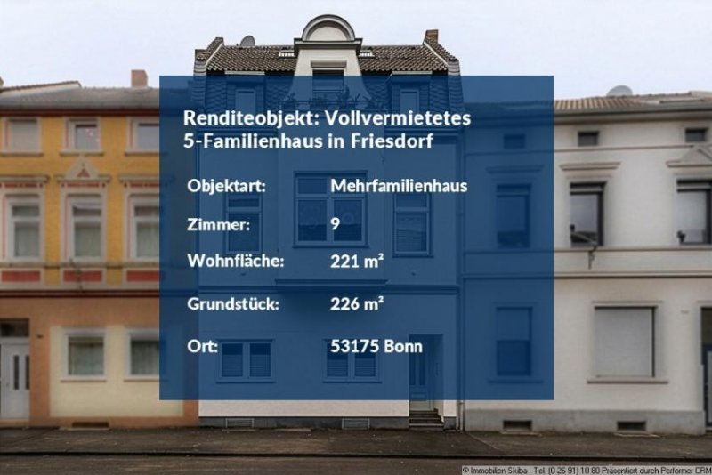 Bonn Renditeobjekt: Vollvermietetes 5-Familienhaus in Friesdorf Haus kaufen