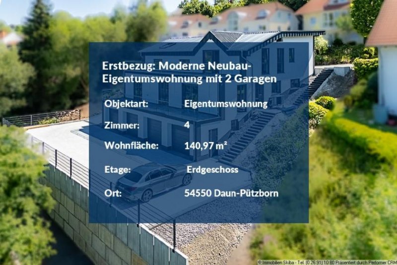 Daun Erstbezug: Moderne Neubau-Erdgeschoss-Eigentumswohnung mit 2 Garagen in Daun-Pützborn Wohnung kaufen