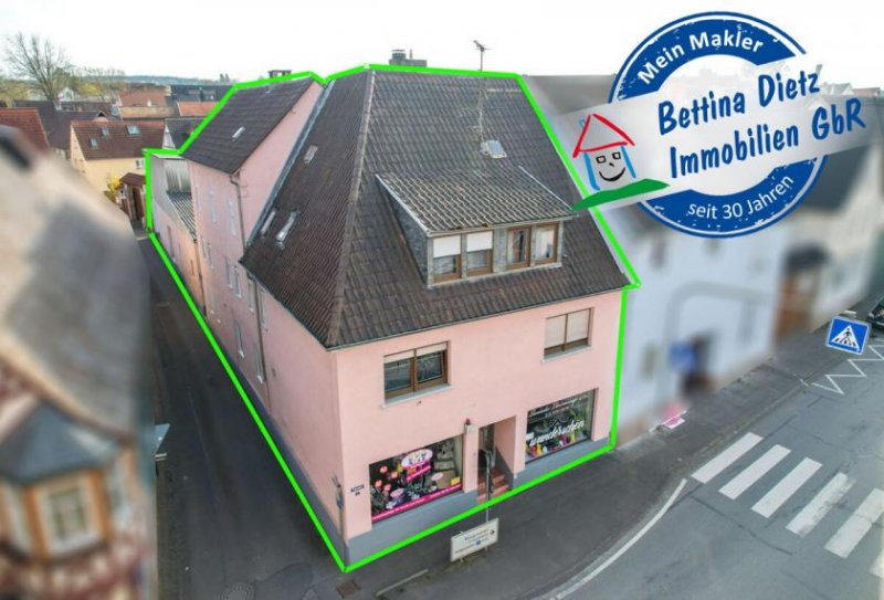Großostheim DIETZ: Vermietetes (362qm) Wohn- & Geschäftshaus: 4 Wohneinheiten, 2 Ladenlokale & Gewölbekeller! Haus kaufen