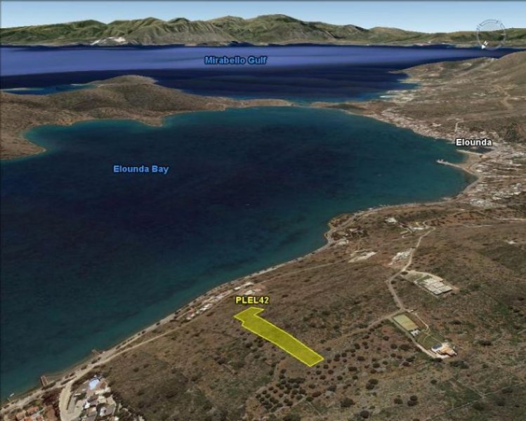 Elounda, Lasithi, Kreta Baugrundstück am Meer, 4257 m2, mit herrlichem Meerblick, Elounda Grundstück kaufen