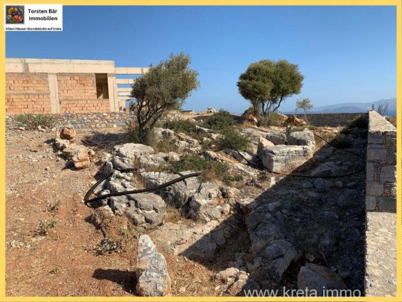 Agios Nikolaos Kreta, Ag. Nikolaos Wunderschönes Grundstück mit neu errichtetem Rohbau Haus kaufen