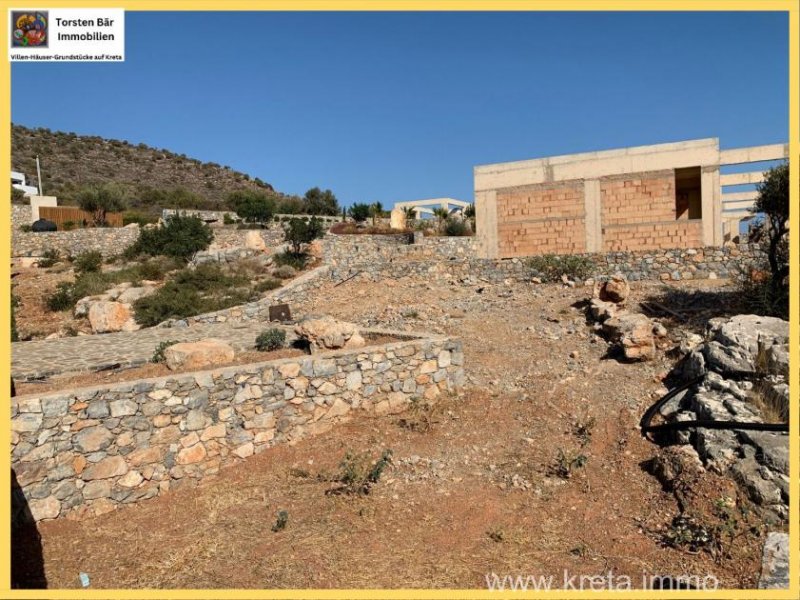 Agios Nikolaos Kreta, Ag. Nikolaos Wunderschönes Grundstück mit neu errichtetem Rohbau Haus kaufen