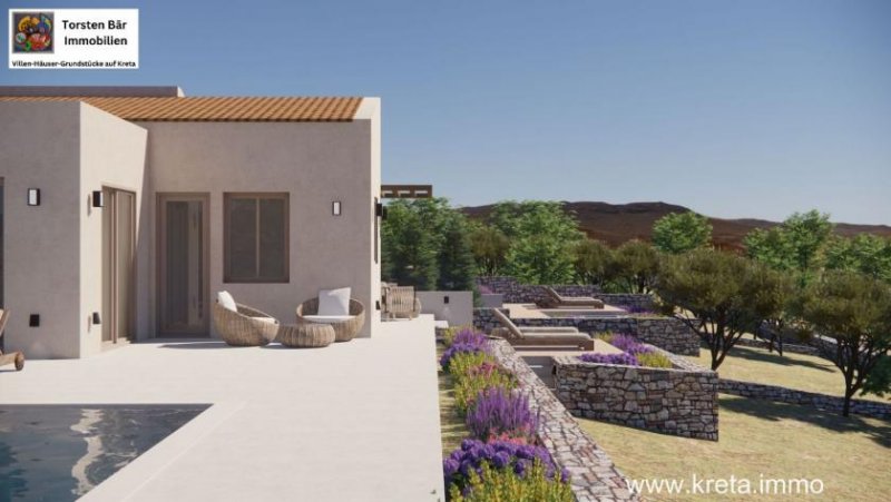 Erfi Kreta, Erfi /Rethymno einstöckiges Haus (Projekt) mit Privatpools und Meerblick Haus kaufen