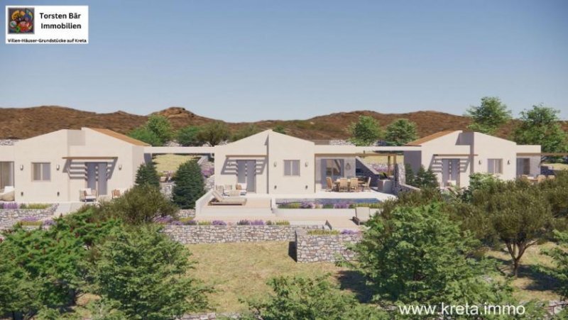 Erfi Kreta, Erfi /Rethymno 3 einstöckige Häuser (Projekt) mit Privatpools und Meerblick Haus kaufen