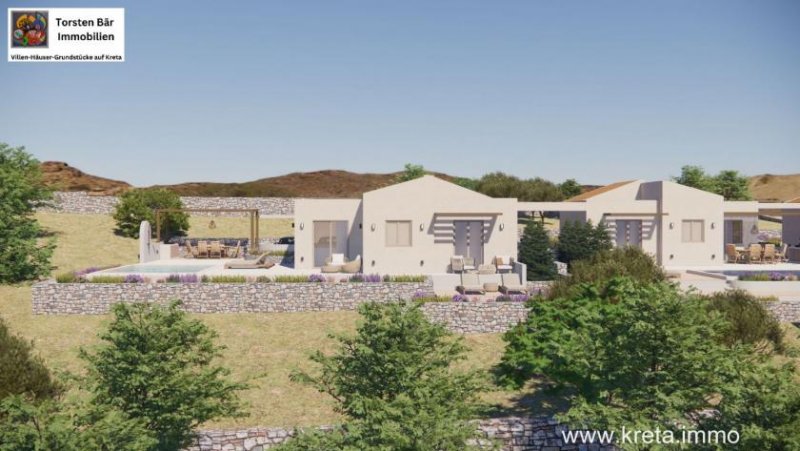 Erfi Kreta, Erfi /Rethymno 3 einstöckige Häuser (Projekt) mit Privatpools und Meerblick Haus kaufen