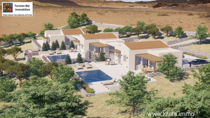 Erfi Kreta, Erfi /Rethymno einstöckiges Haus (Projekt) mit Privatpools und Meerblick Haus kaufen