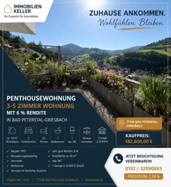 Bad Peterstal-Griesbach Penthousewohnung 3-5 Zimmer mit Traumaussicht Wohnung kaufen