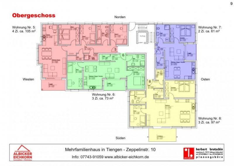 Waldshut-Tiengen 3 Zi. OG mit Balkon ca. 97 m² - Wohnung 8 - Zeppelinstr. 10, 79761 Waldshut-Tiengen - Neubau Wohnung kaufen