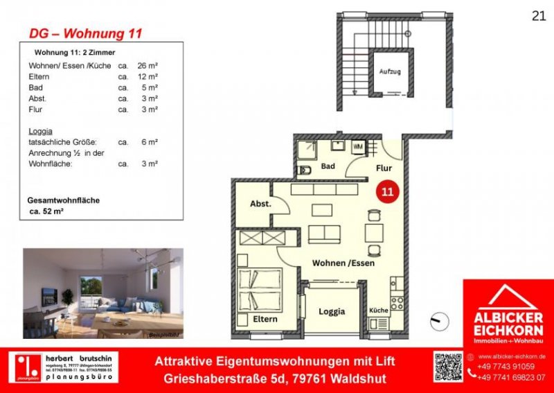 Waldshut-Tiengen Neubau Waldshut - 2,0 Zimmerwohnung Erdgeschoss mit Lift Wohnung kaufen