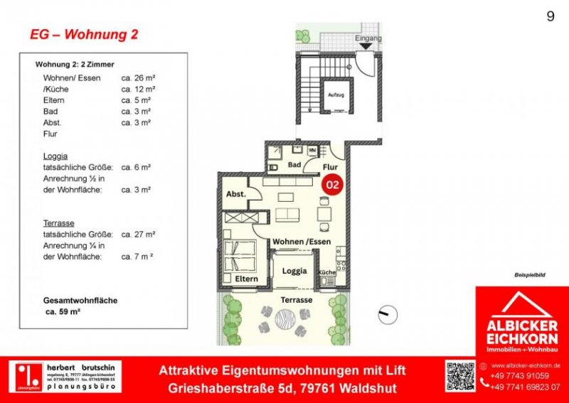 Waldshut-Tiengen Neubau Waldshut - 2,0 Zimmerwohnung Erdgeschoss mit Lift Wohnung kaufen