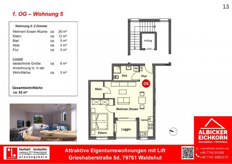 Waldshut-Tiengen Neubau Waldshut - 2,0 Zimmerwohnung Erdgeschoss mit Lift Wohnung kaufen