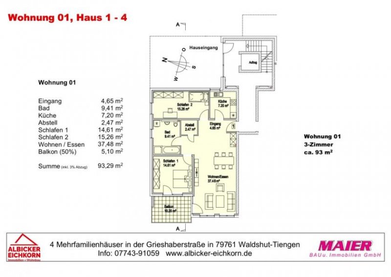 Waldshut-Tiengen Neubau Waldshut - 3,0 Zimmerwohnung Erdgeschoss mit Lift Wohnung kaufen