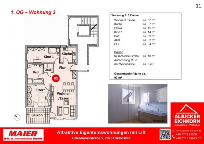 Waldshut-Tiengen Neubau Waldshut - 3,0 Zimmerwohnung Obergeschoss mit Lift Wohnung kaufen