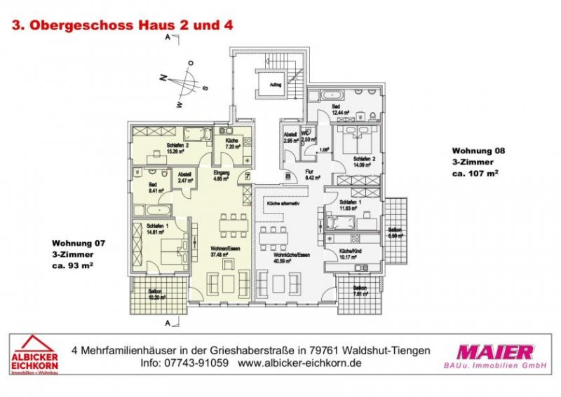 Waldshut-Tiengen Neubau Waldshut - 3,0 Zimmerwohnung Obergeschoss 3 mit Lift Wohnung kaufen