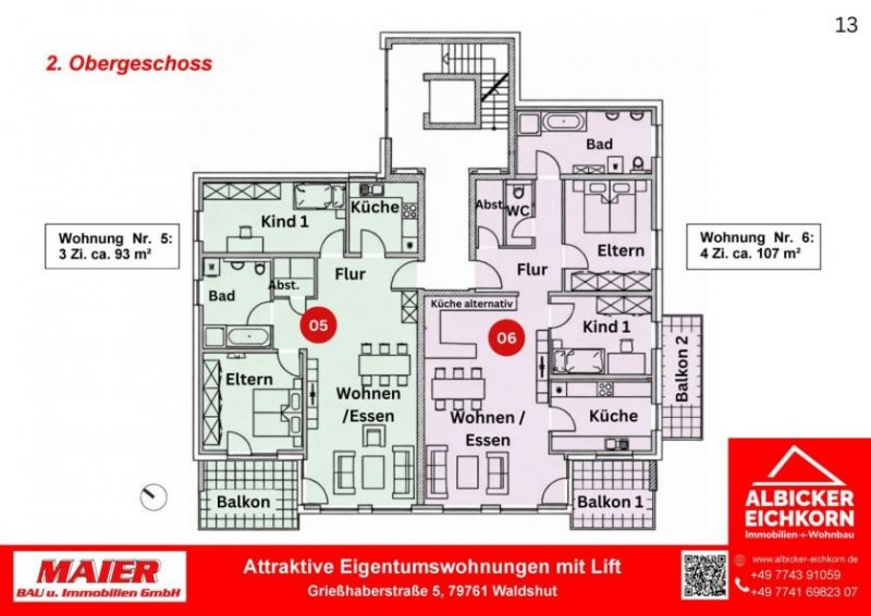 Waldshut-Tiengen Neubau Waldshut - 3,0 Zimmerwohnung Obergeschoss 2 mit Lift Wohnung kaufen