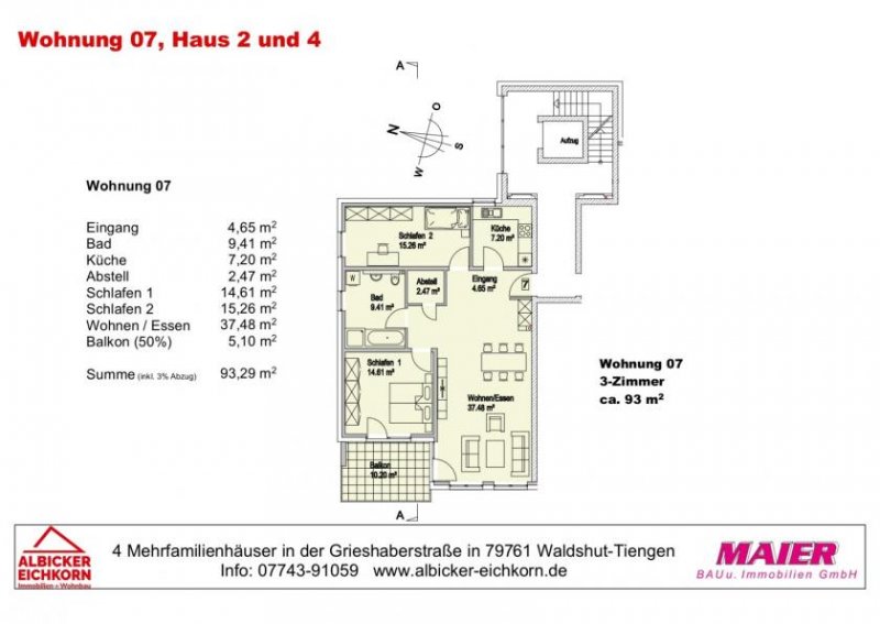Waldshut-Tiengen Neubau Waldshut - 3,0 Zimmerwohnung Obergeschoss 3 mit Lift Wohnung kaufen