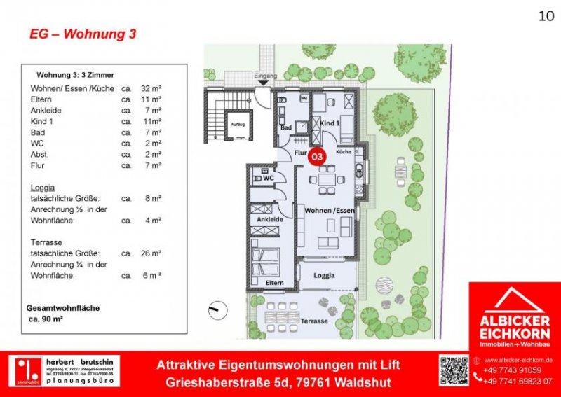 Waldshut-Tiengen Neubau Waldshut - 3,0 Zimmerwohnung Erdgeschoss mit Lift Wohnung kaufen