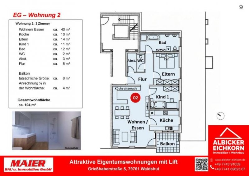 Waldshut-Tiengen Neubau Waldshut - 3,0 Zimmerwohnung Obergeschoss mit Lift Wohnung kaufen