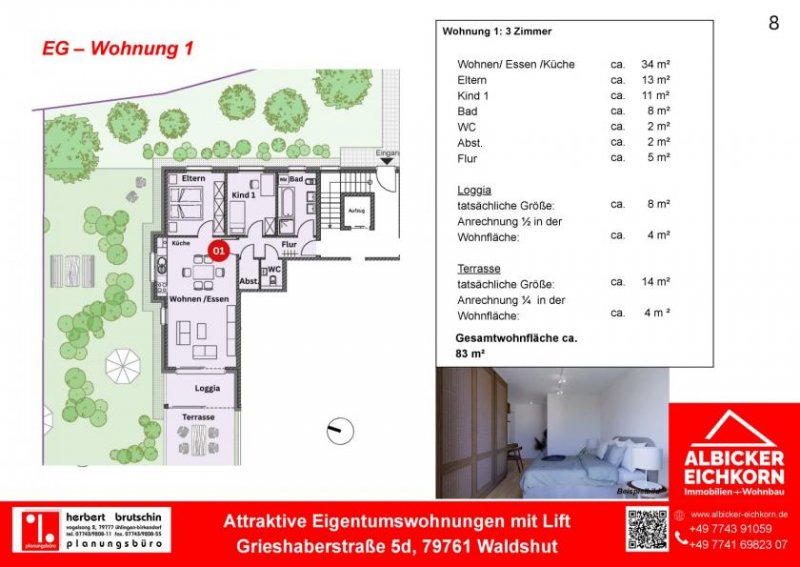 Waldshut-Tiengen Neubau Waldshut - 3,0 Zimmerwohnung Erdgeschoss mit Lift Wohnung kaufen