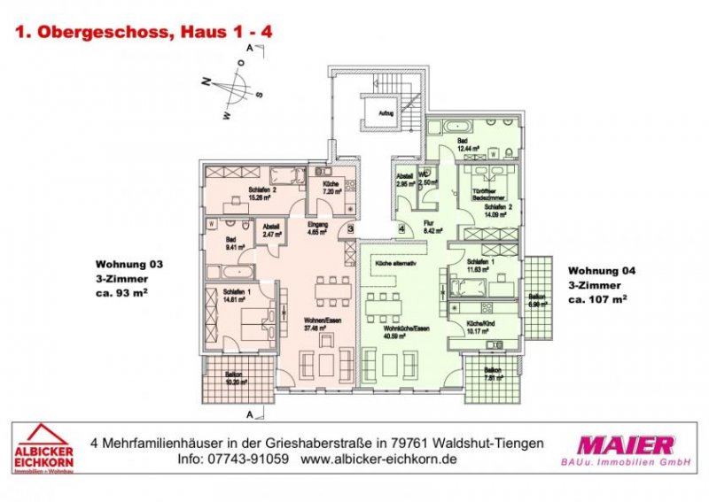 Waldshut-Tiengen Neubau Waldshut - 3,0 Zimmerwohnung Obergeschoss 2 mit Lift Wohnung kaufen