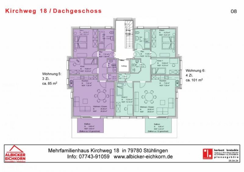 Stühlingen 3 Zi. Dachgeschoss mit Balkon ca. 85 m²-Wohnung Nr. 5-Kirchweg 18-79780 Stühlingen-Neubau Wohnung kaufen