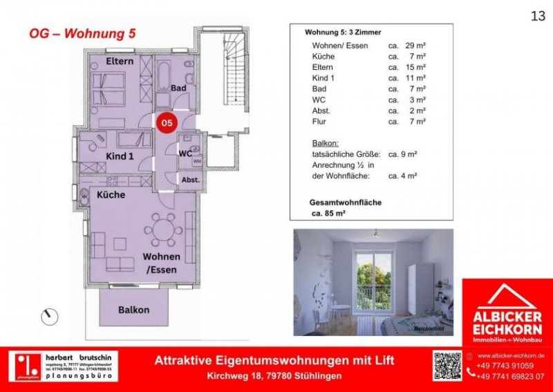Stühlingen 3 Zi. Dachgeschoss mit Balkon ca. 85 m²-Wohnung Nr. 5-Kirchweg 18-79780 Stühlingen-Neubau Wohnung kaufen