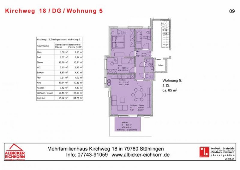 Stühlingen 3 Zi. Dachgeschoss mit Balkon ca. 85 m²-Wohnung Nr. 5-Kirchweg 18-79780 Stühlingen-Neubau Wohnung kaufen