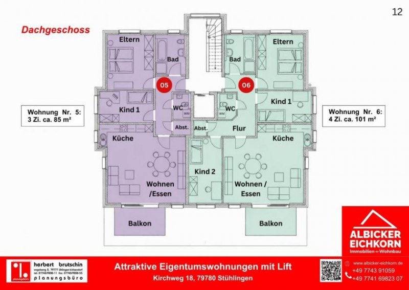 Stühlingen 3 Zi. Dachgeschoss mit Balkon ca. 85 m²-Wohnung Nr. 5-Kirchweg 18-79780 Stühlingen-Neubau Wohnung kaufen