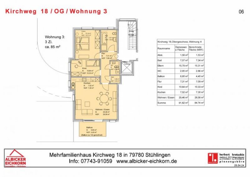 Stühlingen 3Zi. OG mit Balkon ca. 85 m²-Wohnung 3-Kirchweg 18-79780 Stühlingen Wohnung kaufen