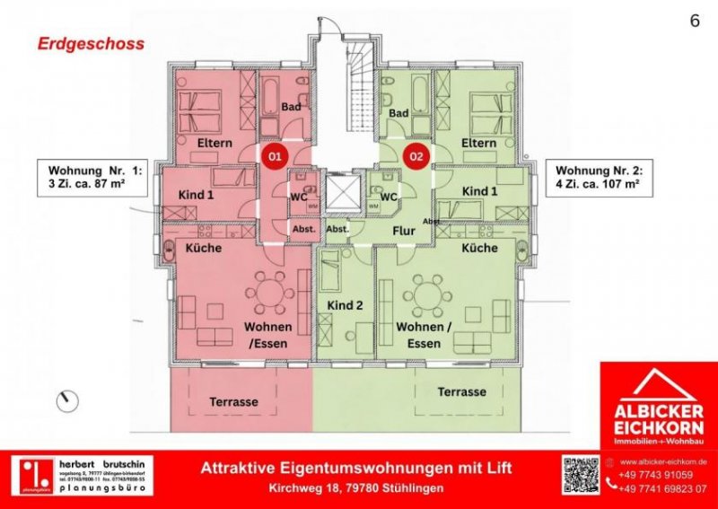 Stühlingen 4 Zi. EG mit Terrasse ca. 107 m²-Wohnung 2-Kirchweg 18-79780 Stühlingen Wohnung kaufen