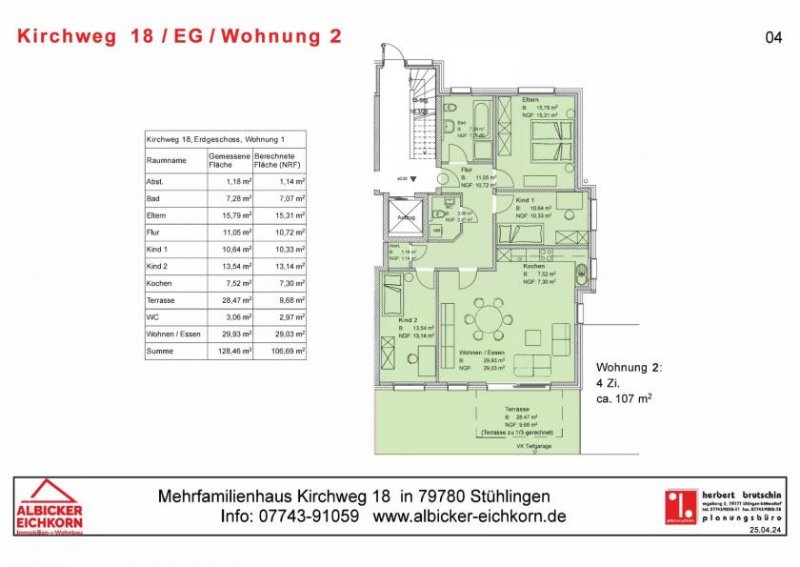 Stühlingen 4 Zi. EG mit Terrasse ca. 107 m²-Wohnung 2-Kirchweg 18-79780 Stühlingen Wohnung kaufen
