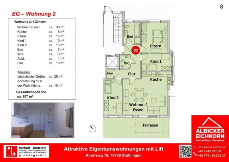 Stühlingen 4 Zi. EG mit Terrasse ca. 107 m²-Wohnung 2-Kirchweg 18-79780 Stühlingen Wohnung kaufen