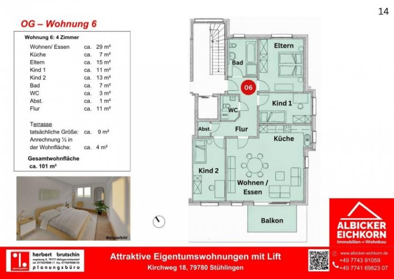Stühlingen 4Zi. DG mit Balkon ca. 101 m²-Wohnung 6-Kirchweg 18-79780 Stühlingen Wohnung kaufen