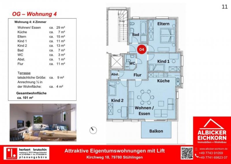 Stühlingen 4Zi. OG mit Balkon ca. 101 m²-Wohnung 4-Kirchweg 18-79780 Stühlingen Wohnung kaufen