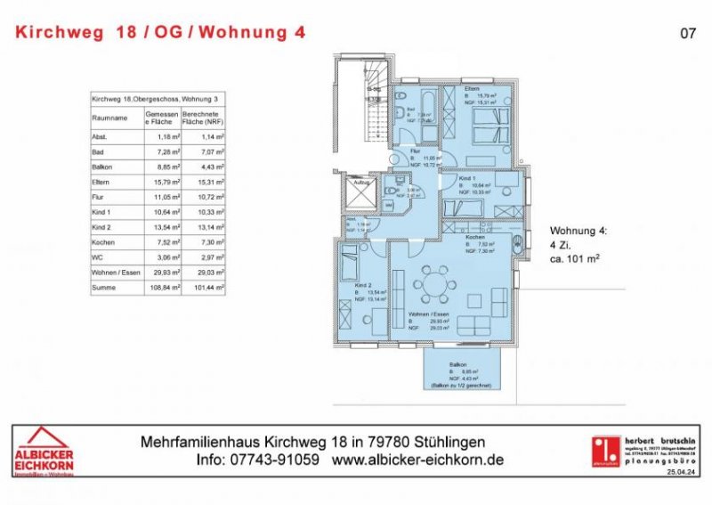 Stühlingen 4Zi. OG mit Balkon ca. 101 m²-Wohnung 4-Kirchweg 18-79780 Stühlingen Wohnung kaufen