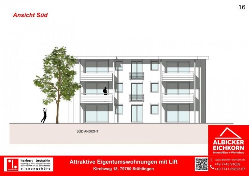 Stühlingen Zentrale 3Zi. OG mit Balkon ca. 85 m²-Wohnung 3-Kirchweg 18-79780 Stühlingen- Neubau Wohnung kaufen