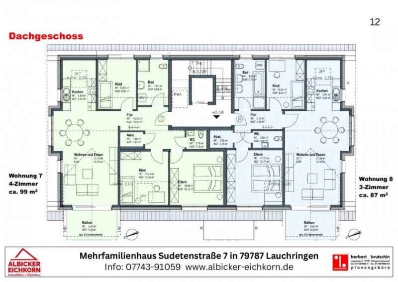 Lauchringen 4 Zi. DG mit Balkon ca.99 m² - Wohnung 7 - Sudetenstr. 7, 79787 Lauchringen - Neubau Wohnung kaufen