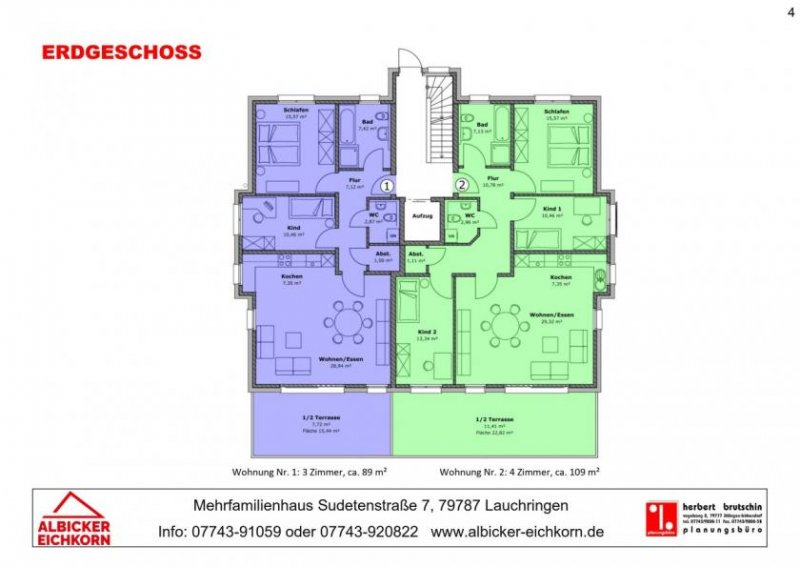 Lauchringen 4 Zi. EG mit Terrasse ca. 109 m² - Wohnung 2 - Sudetenstr. 7, 79787 Lauchringen - Neubau Wohnung kaufen