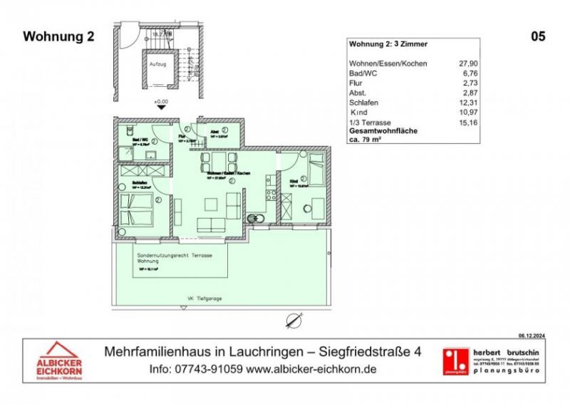 Lauchringen Grenznah 3 Zi. EG mit Terrasse ca. 79 m² - Wohnung 2 - Siegfriedstr. 4, 79787 Lauchringen - Neubau KFW40 Wohnung kaufen